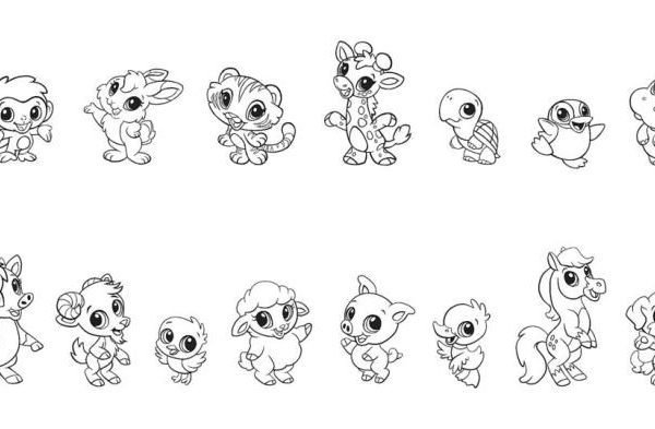 Chibi animal coloring pages