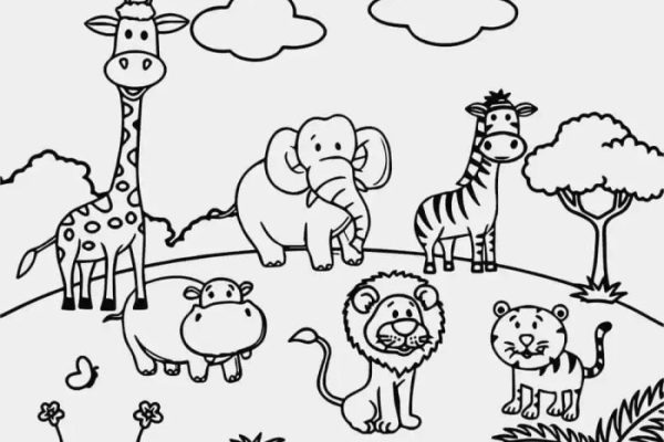 Coloring pages of zoo animals