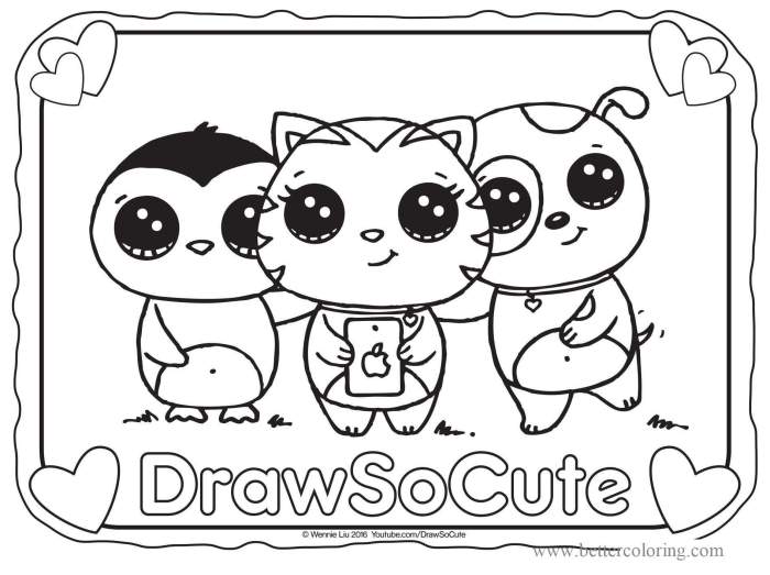 Kawaii cute animal coloring pages