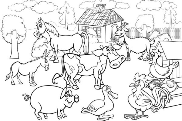 Farm animals coloring sheet