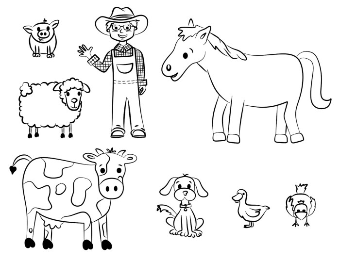 Kindergarten farm animals coloring pages