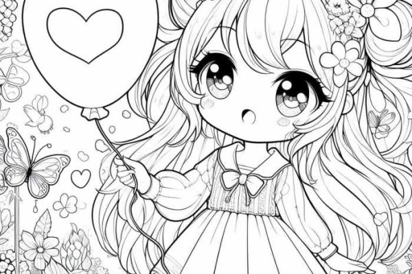 Printable cute anime coloring pages