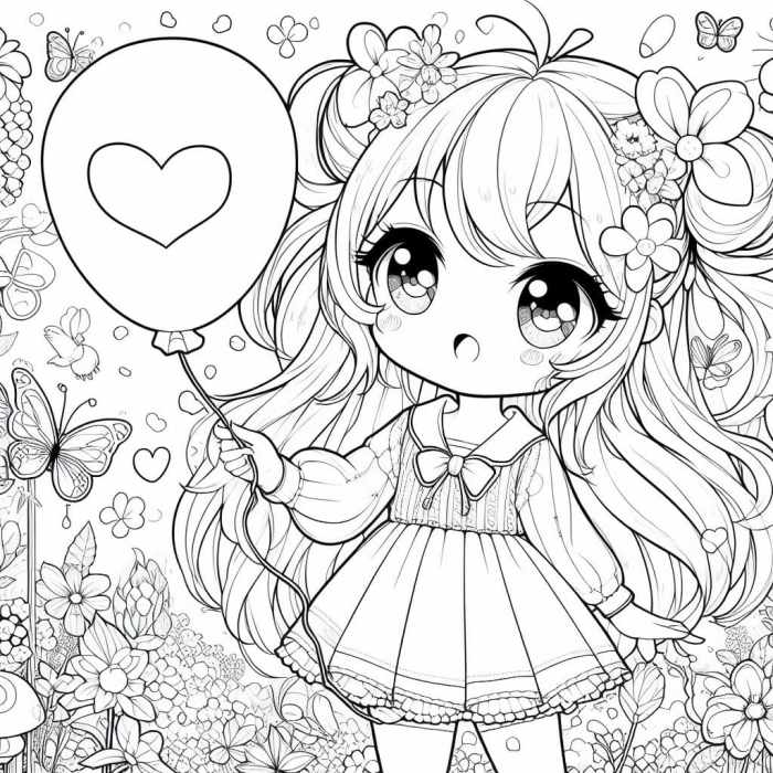 Printable cute anime coloring pages