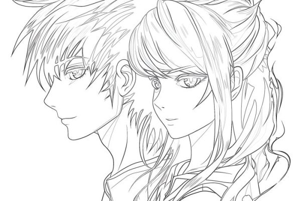 Coloring pages of anime couples