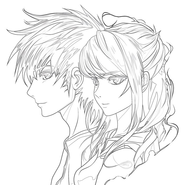 Coloring pages of anime couples