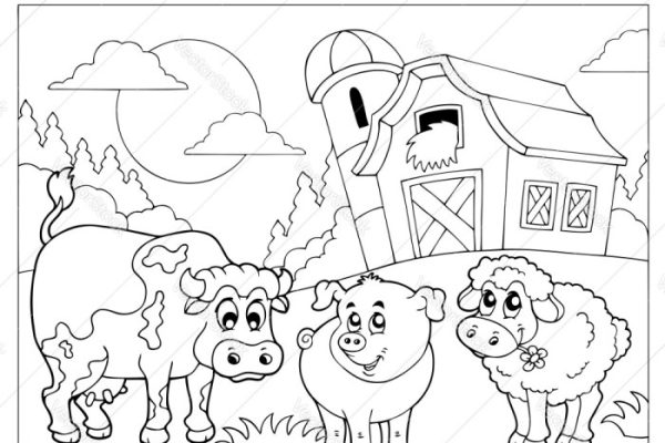 Farm animal coloring book