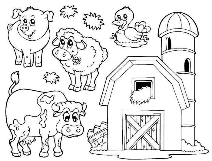 Coloring pages of farm animals for preschoolers