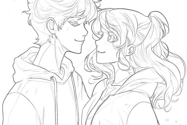 Coloring pages of anime couples