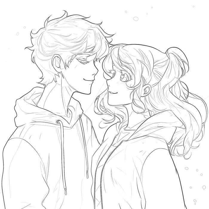 Coloring pages of anime couples