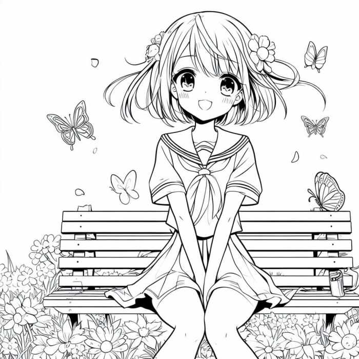 Printable cute anime coloring pages