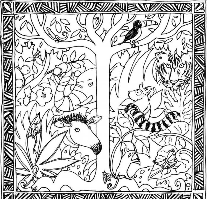 Printable jungle animal coloring pages