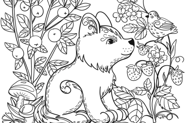 Forest with animals coloring pages