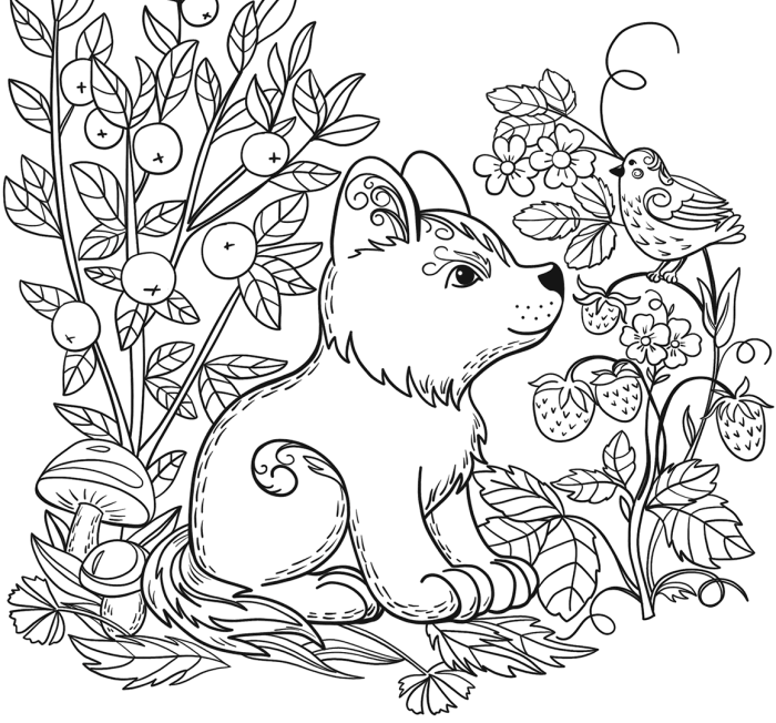 Forest with animals coloring pages