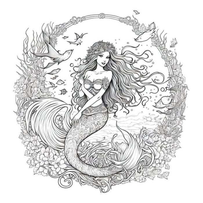 Anime mermaid coloring pages