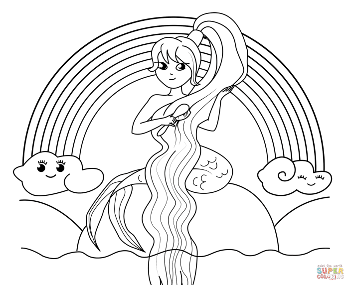 Anime mermaid coloring pages