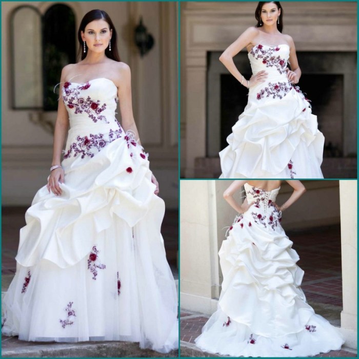 Purple and white wedding dress