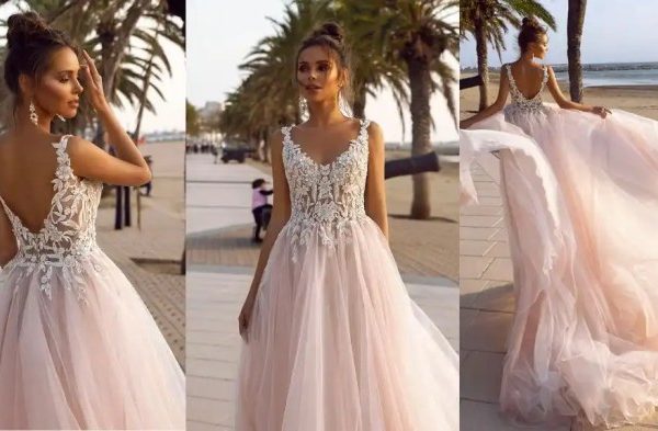 Light pink wedding dress