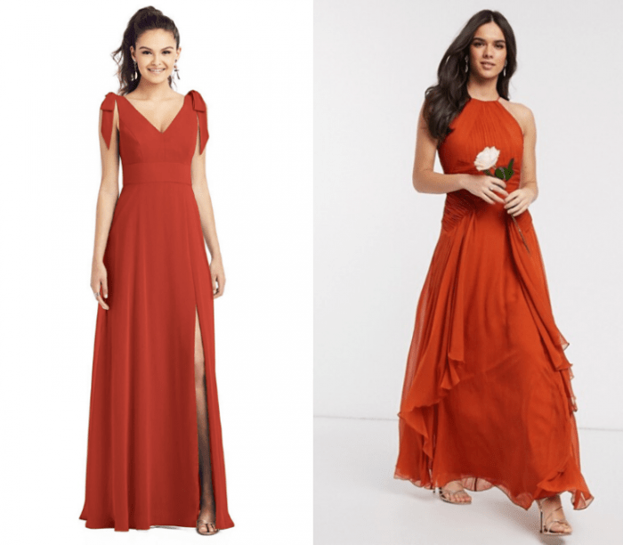 Burnt orange dresses for wedding