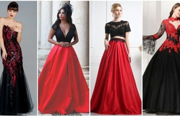 Red and black wedding dress