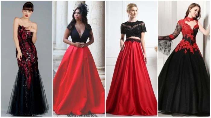 Red and black wedding dress