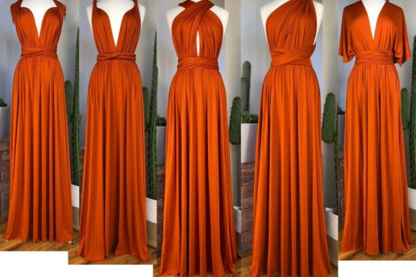 Orange wedding guest dress