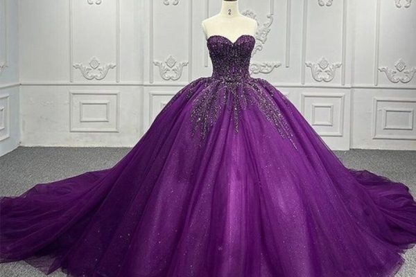 Purple colored wedding dresses