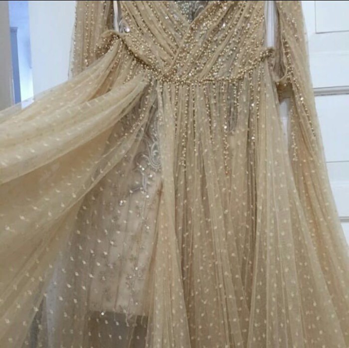 Gold wedding guest dress